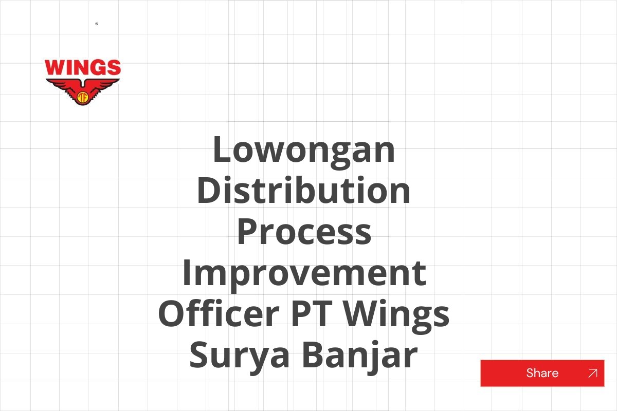 Lowongan Distribution Process Improvement Officer PT Wings Surya Banjar