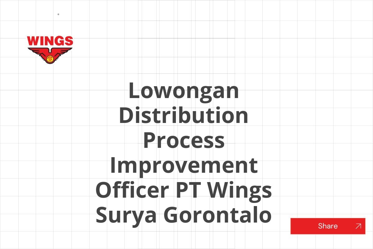 Lowongan Distribution Process Improvement Officer PT Wings Surya Gorontalo