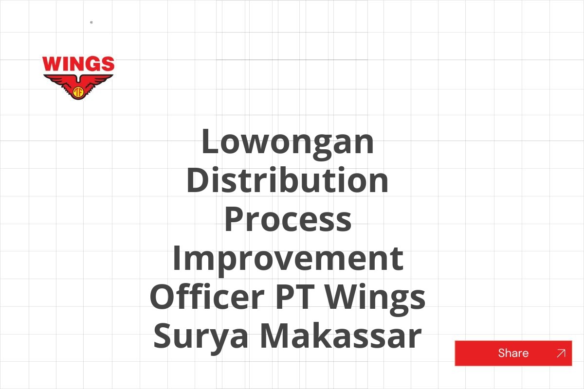 Lowongan Distribution Process Improvement Officer PT Wings Surya Makassar